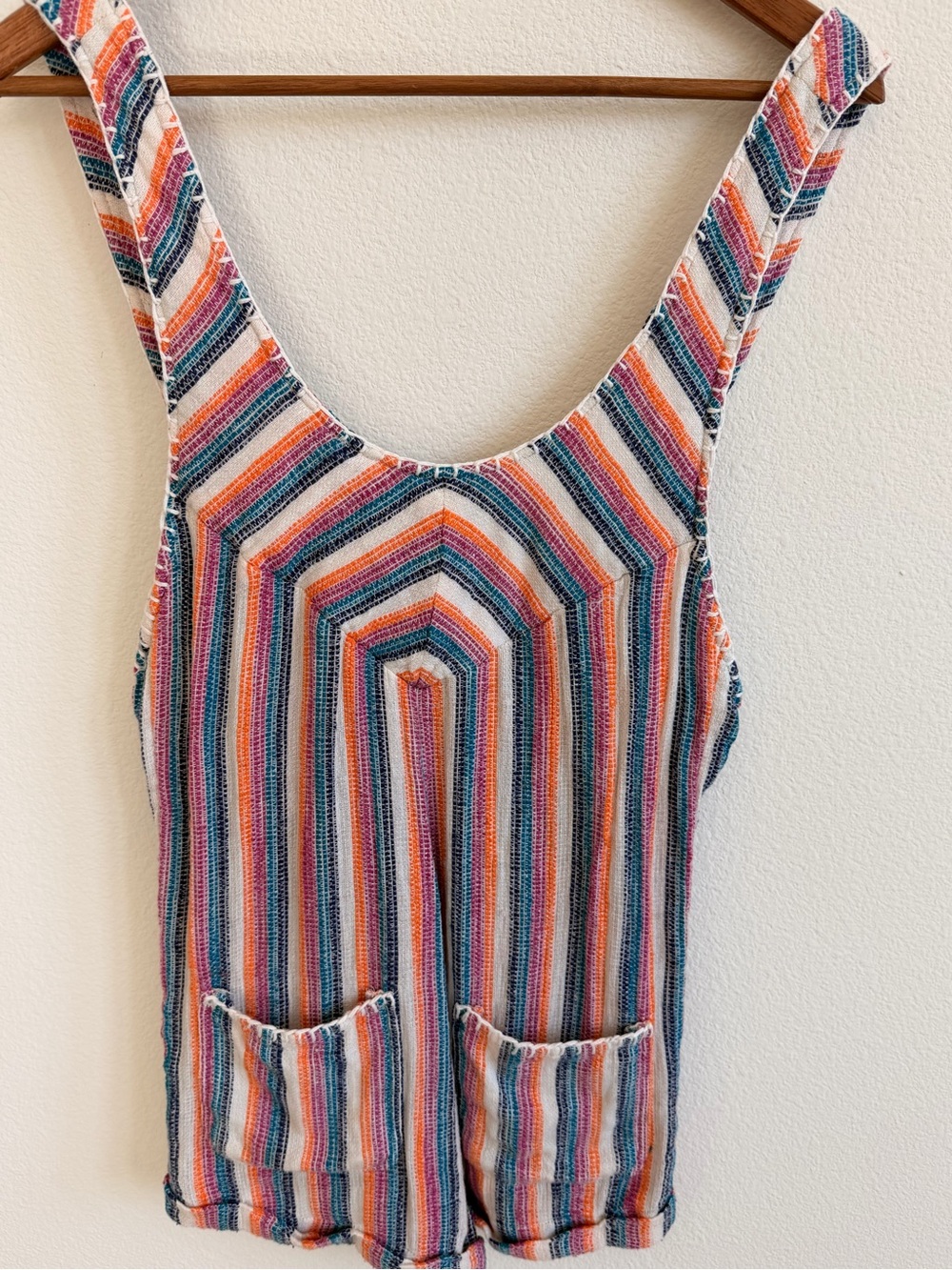Rip Curl Multicolor Striped Knit Romper - Blue, Pink, Orange, White